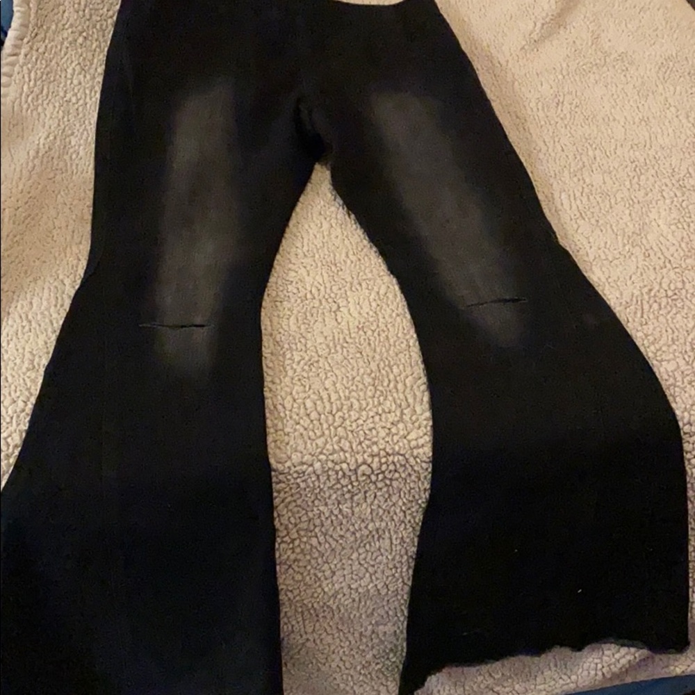 Black Elastic waistband Bell Bottom Pants NWOT